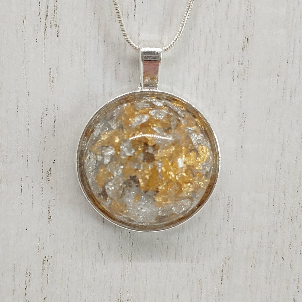 Necklace w/ Silver & Gold Pendant - Picture 2 of 3